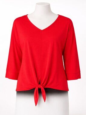 Notations Top 3/4 Sleeves Size Medium Red EUC